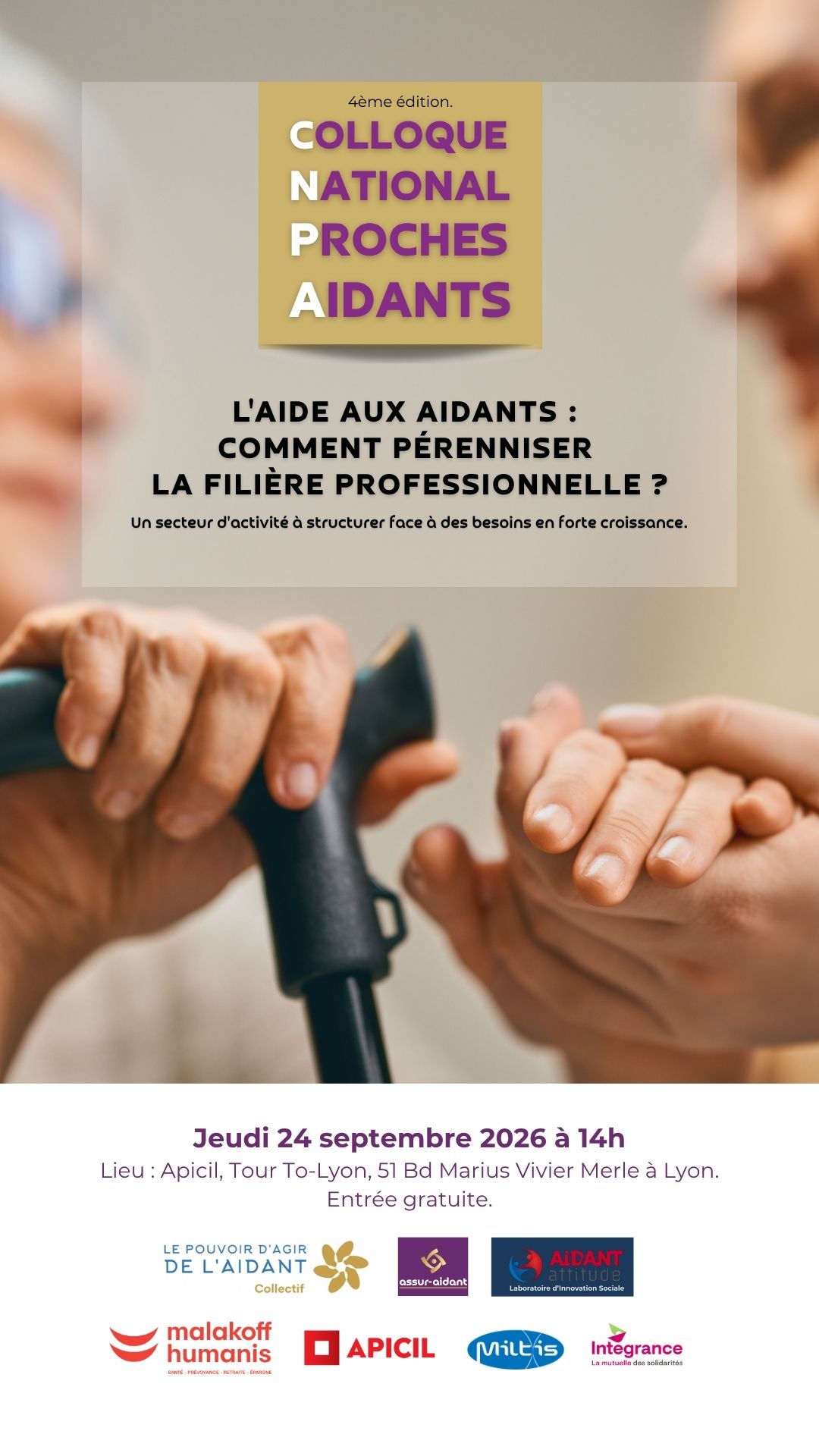 Affiche du Colloque National des Proches Aidants 2026 format portrait